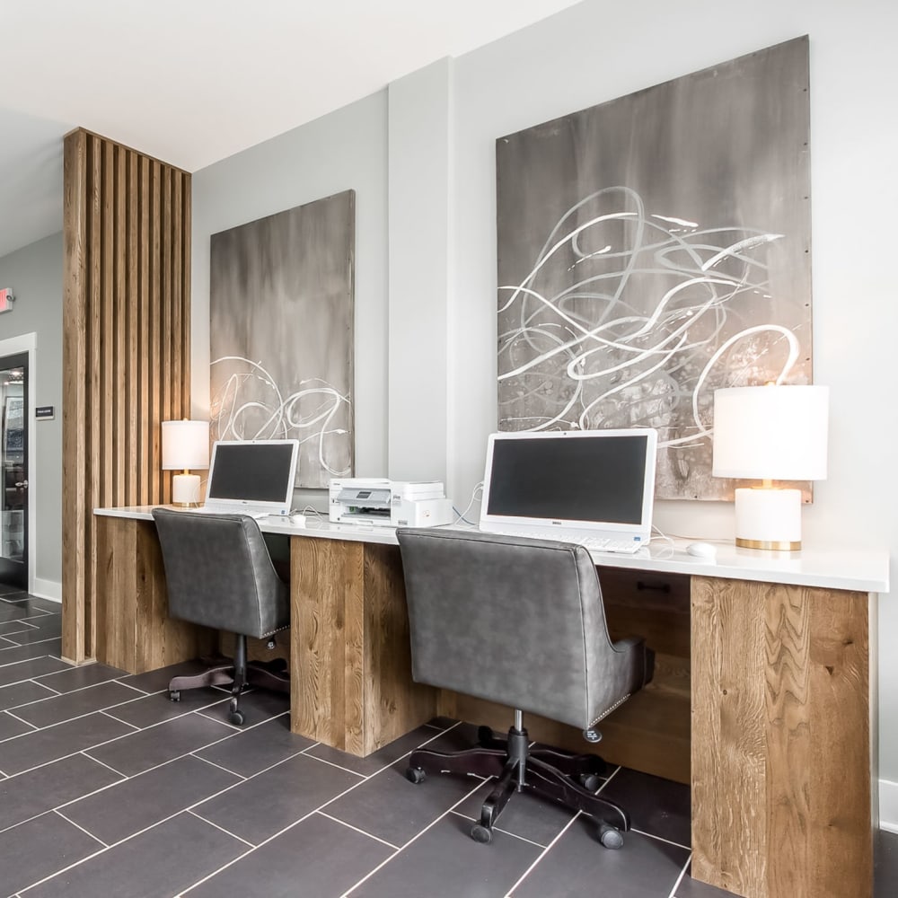 Business center at The Greyson in Hilliard, Ohio