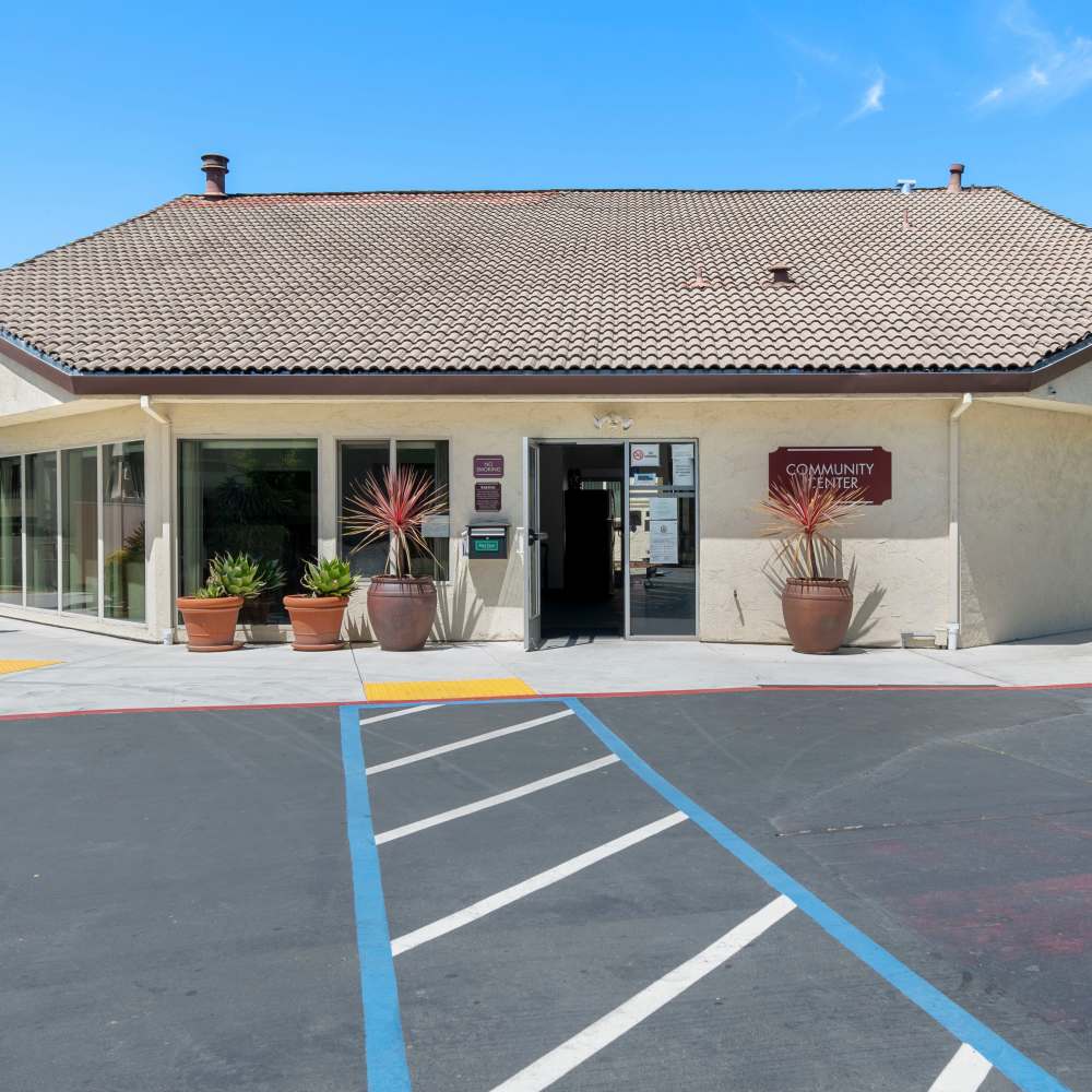 Community Center exterior at Mission Gardens in Santa Cruz, California