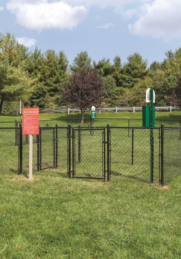 An onsite dog park for resident's fury friends at Stonecreek Club in Germantown, Maryland