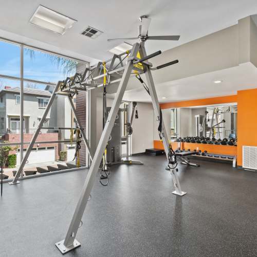 Fitness center at Ontario Town Square Townhomes in Ontario, California