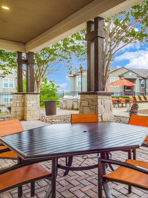 Community patio at Club at Stone Oak in San Antonio, Texas