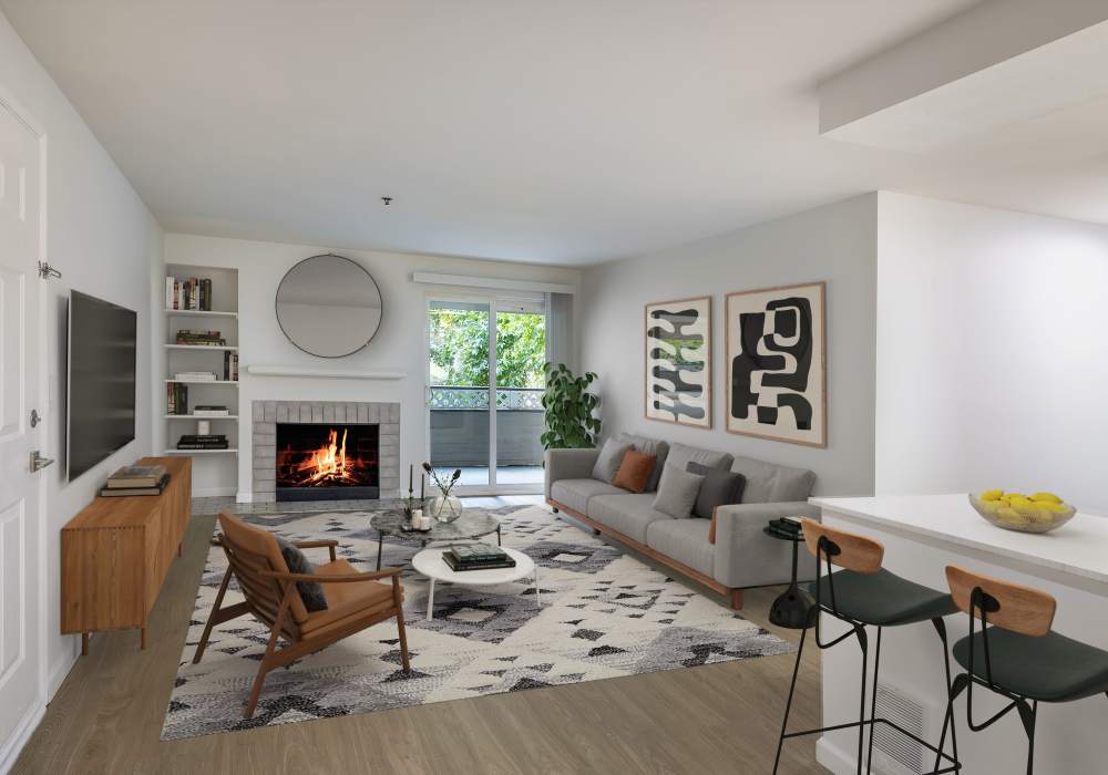Well decorated living room area at The Docks at Redmond Lakeview in Redmond, Washington