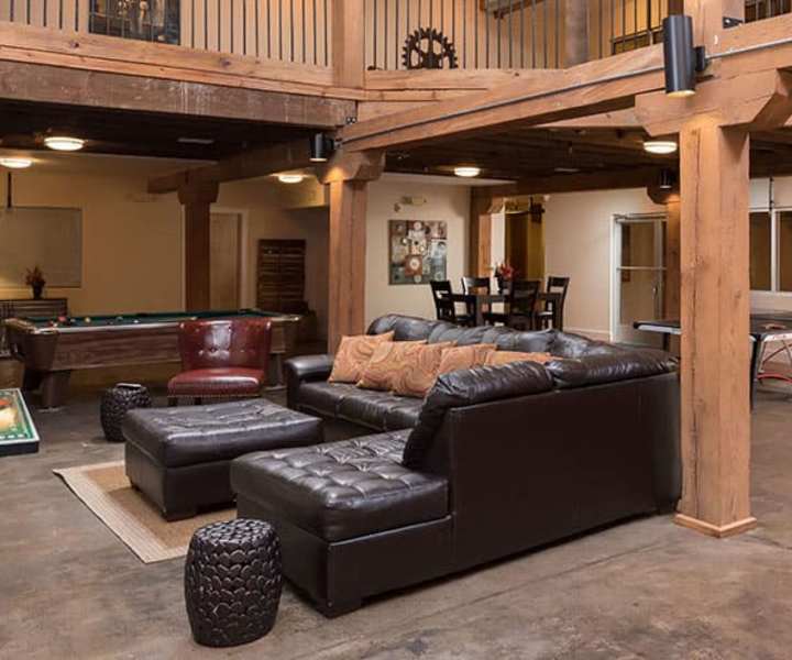Clubhouse with game room at High Street Lofts in Petersburg, Virginia