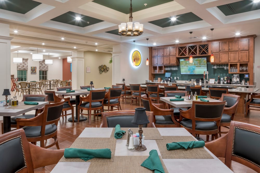 Dining room at Merrill Gardens at ChampionsGate in ChampionsGate, Florida.