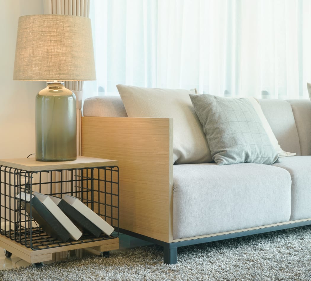 Modern model living room at The Glens Apartments in San Jose, California