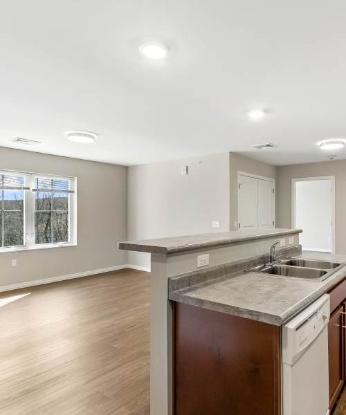 Spacious kitchens with living room at Stone Ridge Commons in Springettsbury Township, Pennsylvania