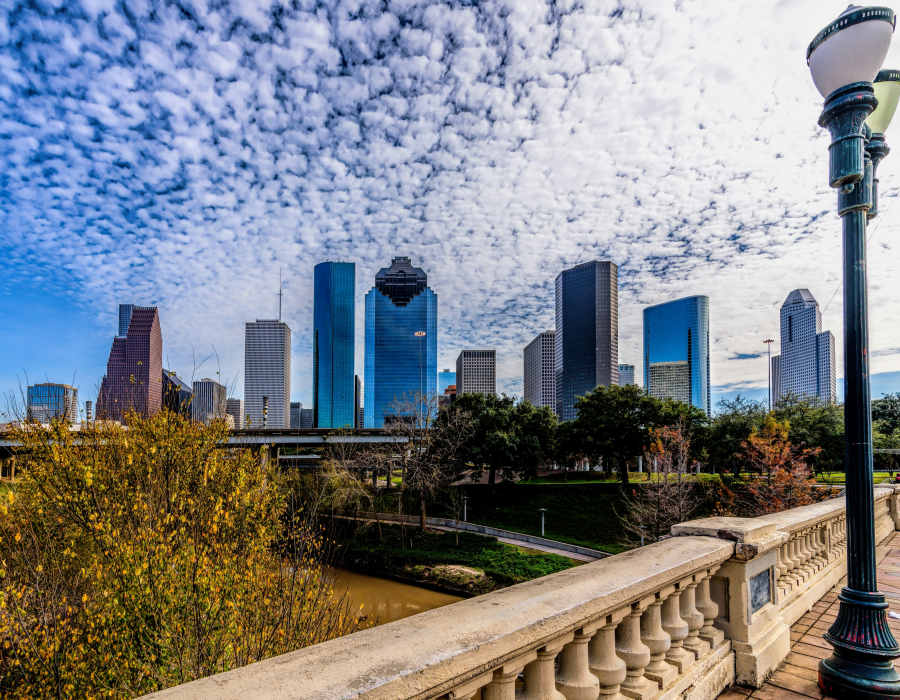 City view near Crossroads Ranch in Houston, Texas 