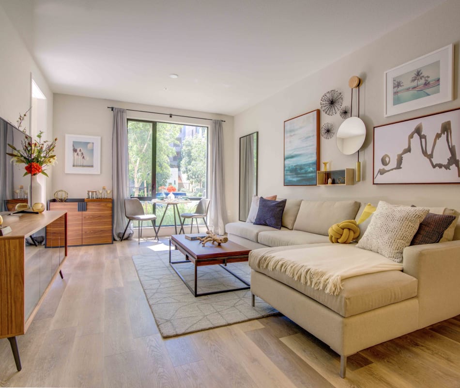 Living Room in a model home at Sofi Riverview Park in San Jose, California