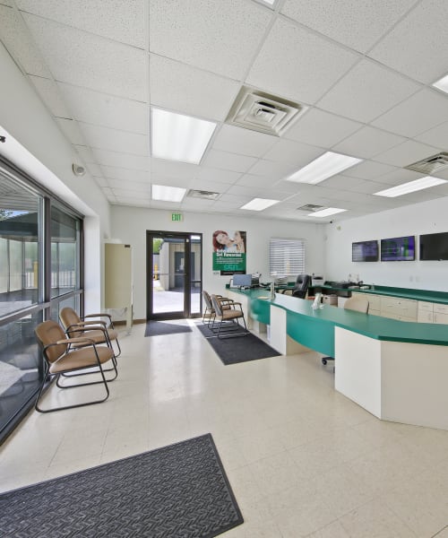 Clean front office at Global Self Storage in Merrillville, Indiana