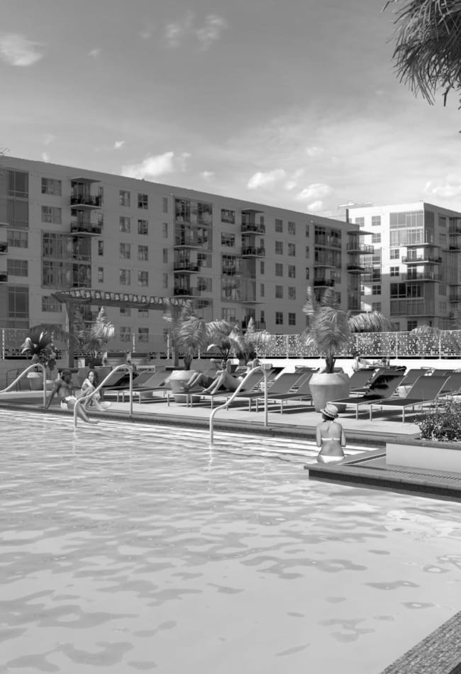 Resort-style swimming pool at Inscription Channel District in Tampa, Florida