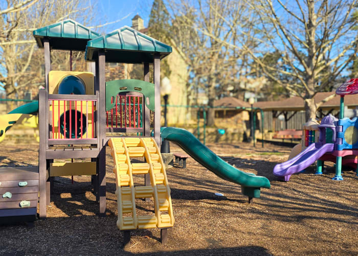 Kids play area with slide at Davenport Condominiums in Nashville, Tennessee.