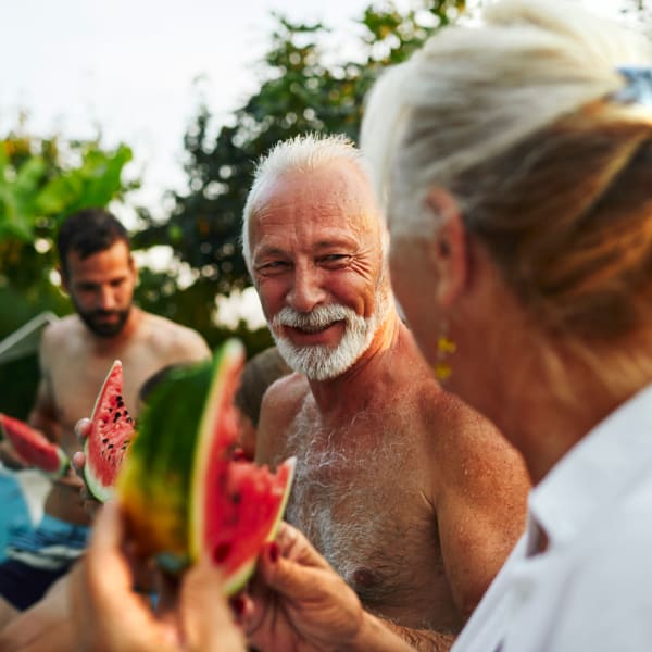 Residents enjoy watermelon at Acclaim at the Hill, Fredericksburg, Virginia