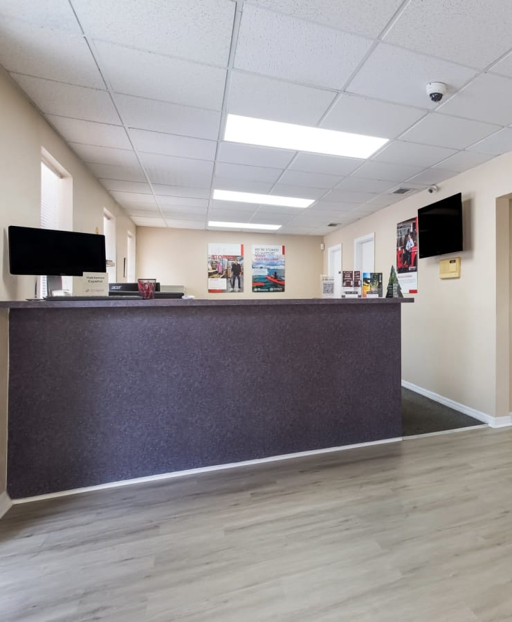 Interior of the leasing office at StorQuest Self Storage in Tampa, Florida