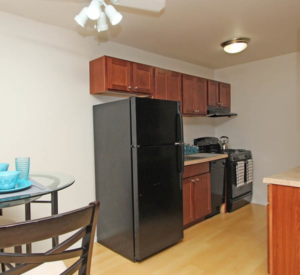 Living room at West Line Apartments in Hanover Park, Illinois