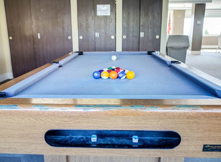 Billiards table in the community room at Melville Towers in New Bedford, Massachusetts