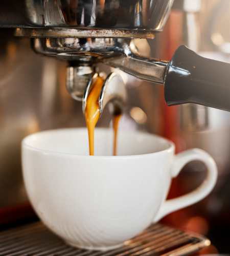 Coffee brewing at a cafe nearby Chatham Grove Apartments in Chicago, Illinois