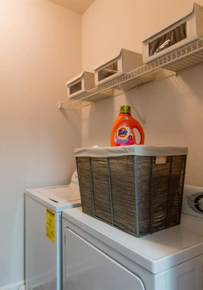 A full sized washer and dryer in an apartment at Park at Kingsview Village in Germantown, Maryland