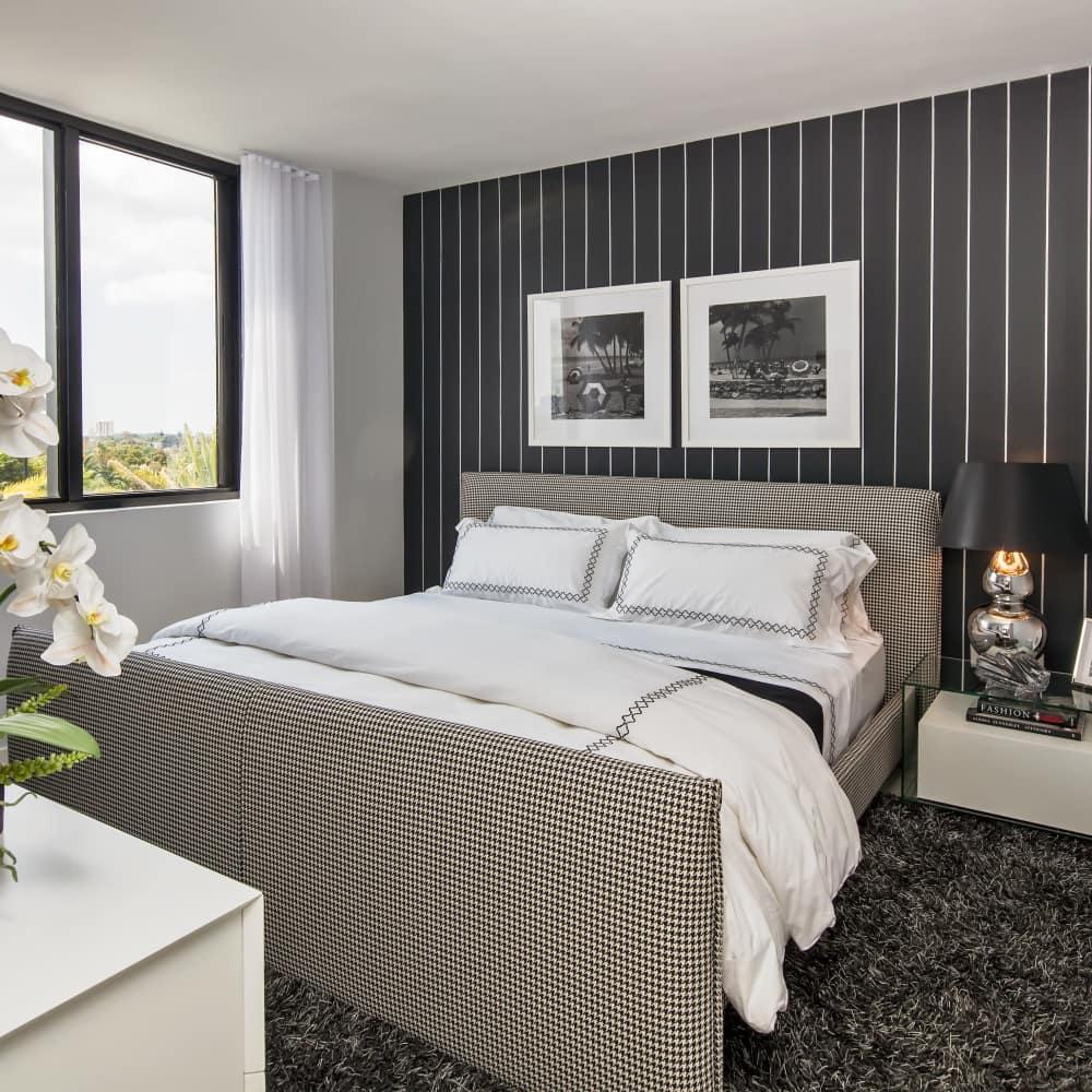 Bedroom of an apartment home at InTown Apartments in Miami, Florida