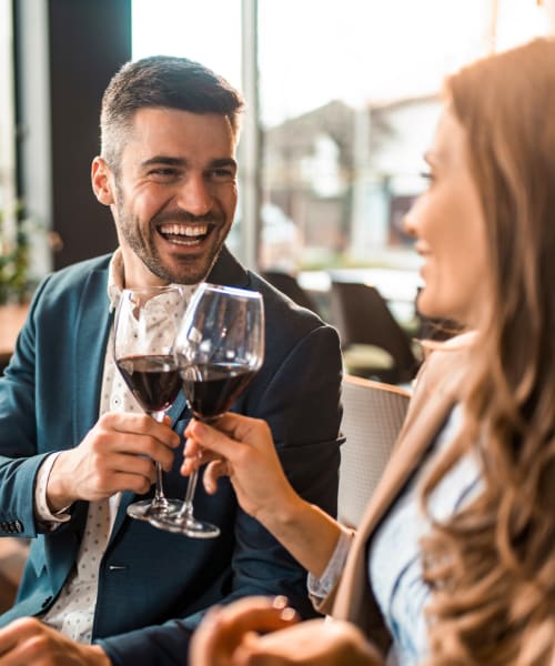 Residents toasting wine at Aldingbrooke in West Bloomfield, Michigan