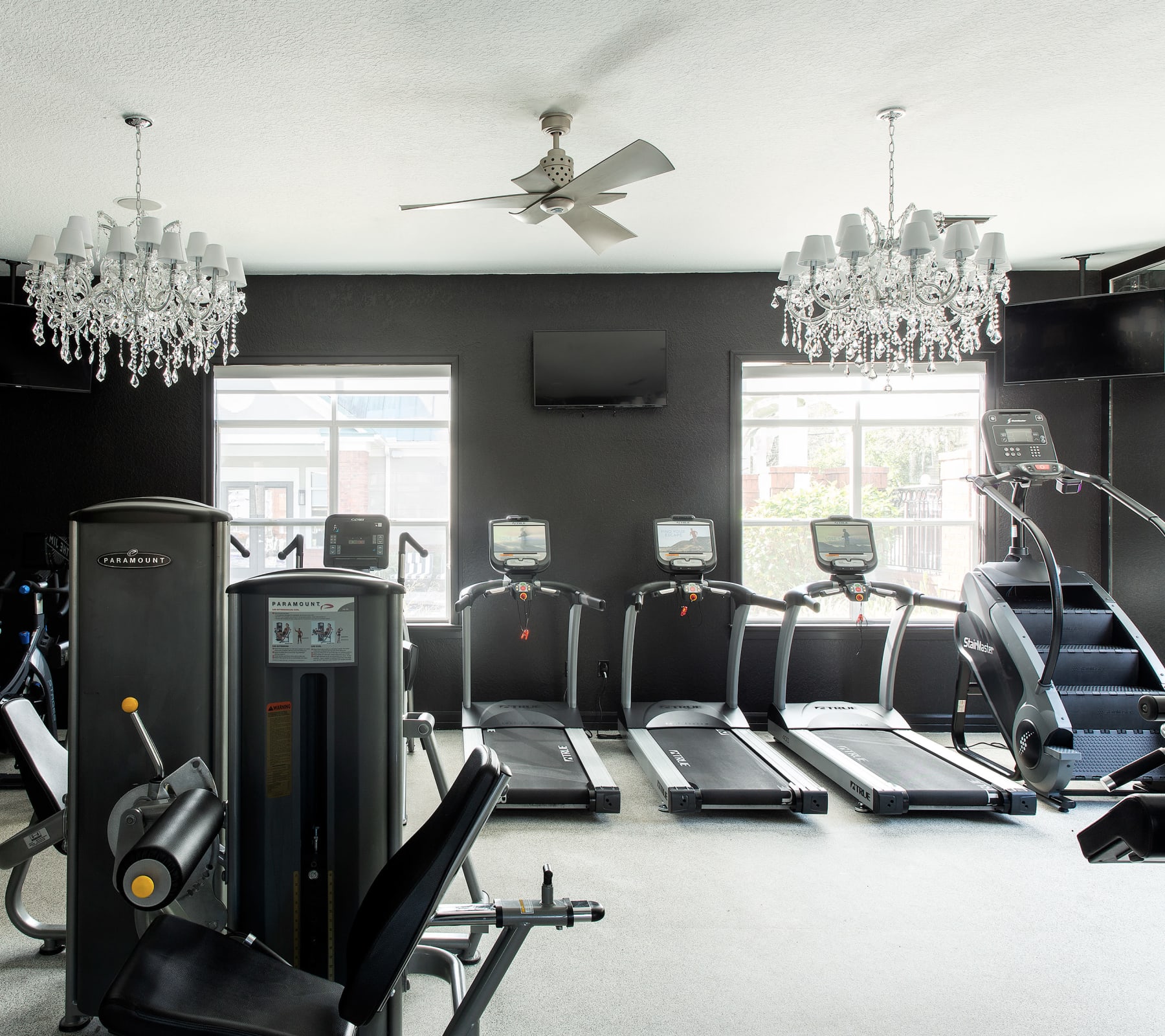 Very well-equipped onsite fitness center at The Social in Lutz, Florida