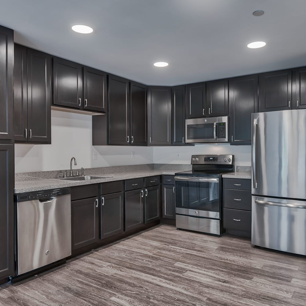 Kitchen with stainless-steel appliances at 60 Mansfield Road, New London, Connecticut