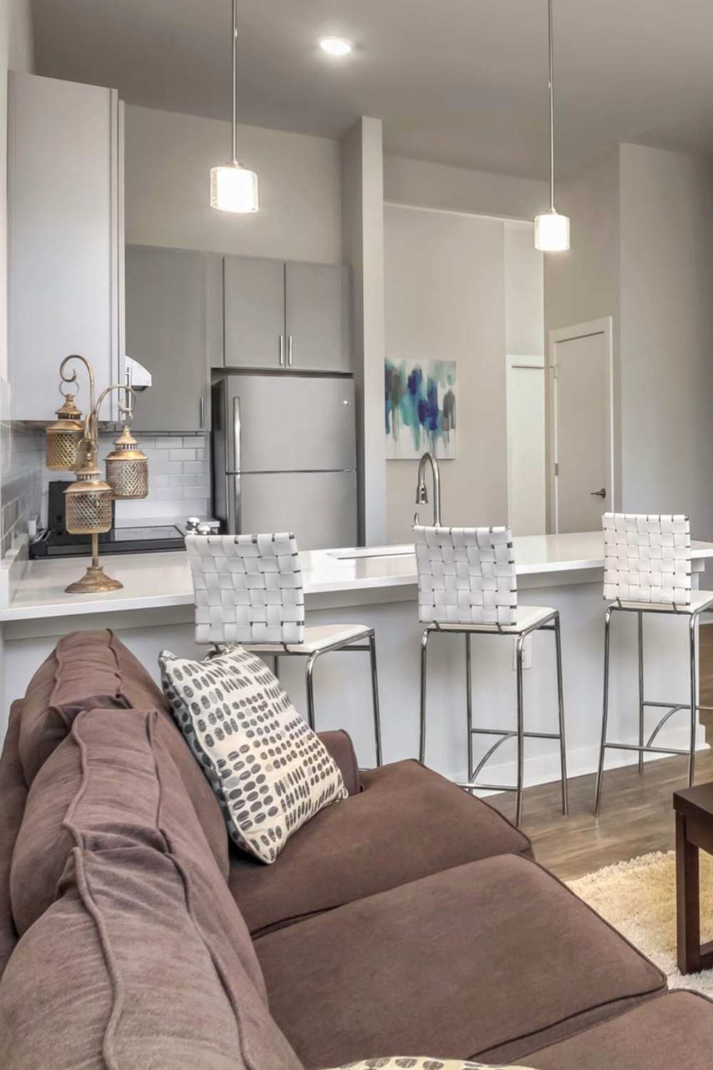 Open conceptliving spaces at 300 Optimist Park in Charlotte, North Carolina