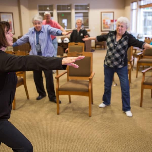 Fitness class at Quail Park at Browns Point in Tacoma, Washington