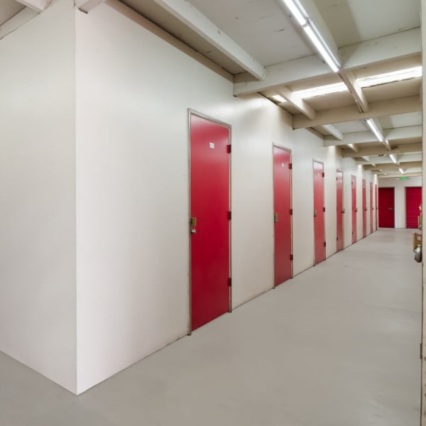 Climate-controlled indoor units at StorQuest Self Storage in San Leandro, California