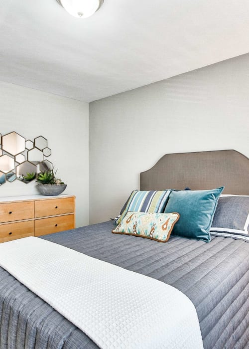 Bedroom with wood-style flooring at The Maynard at 2545 W Fitch in Chicago, Illinois