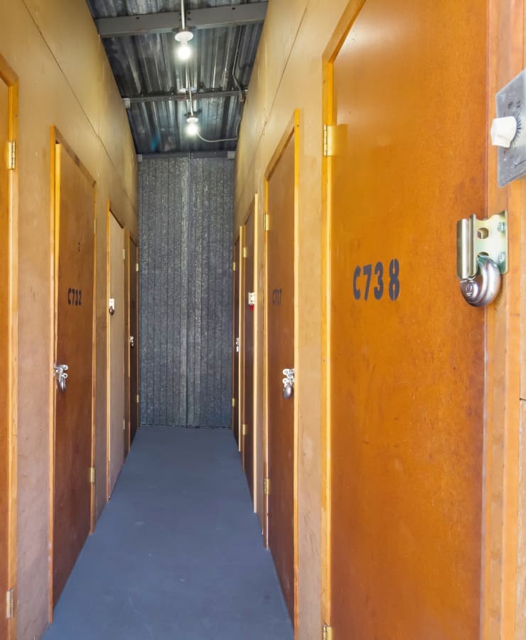 Indoor self storage units at StorQuest Economy Self Storage in Houston, Texas