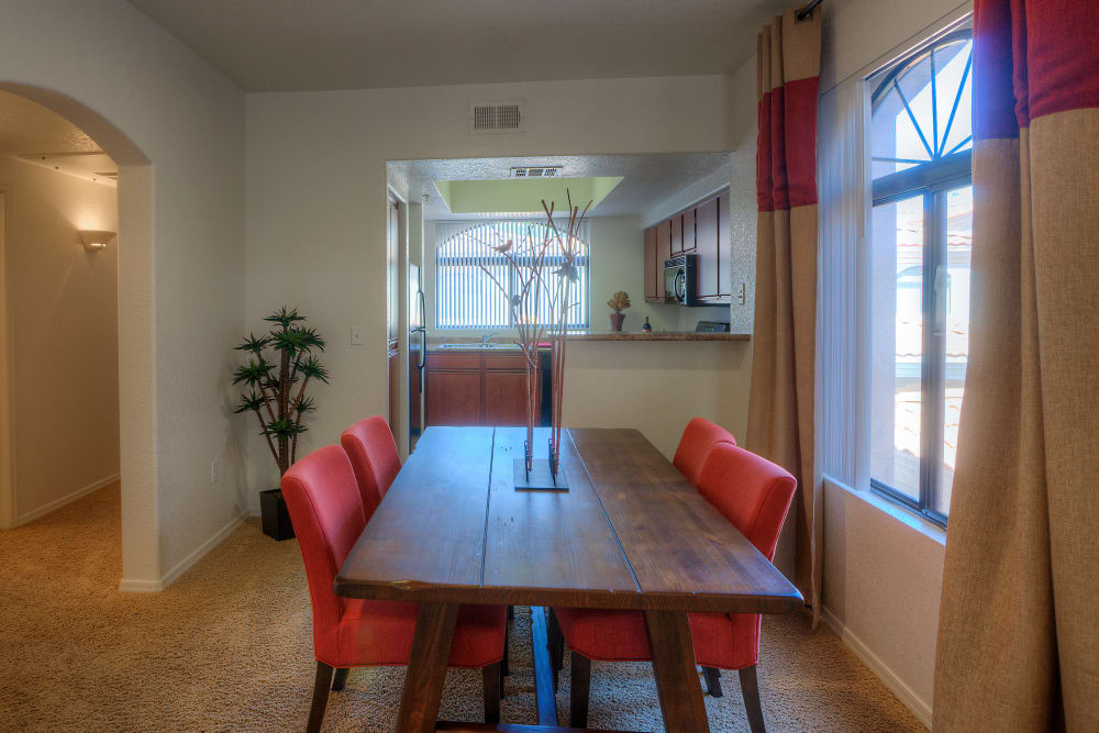 Dining room in model home at San Prado in Glendale, Arizona