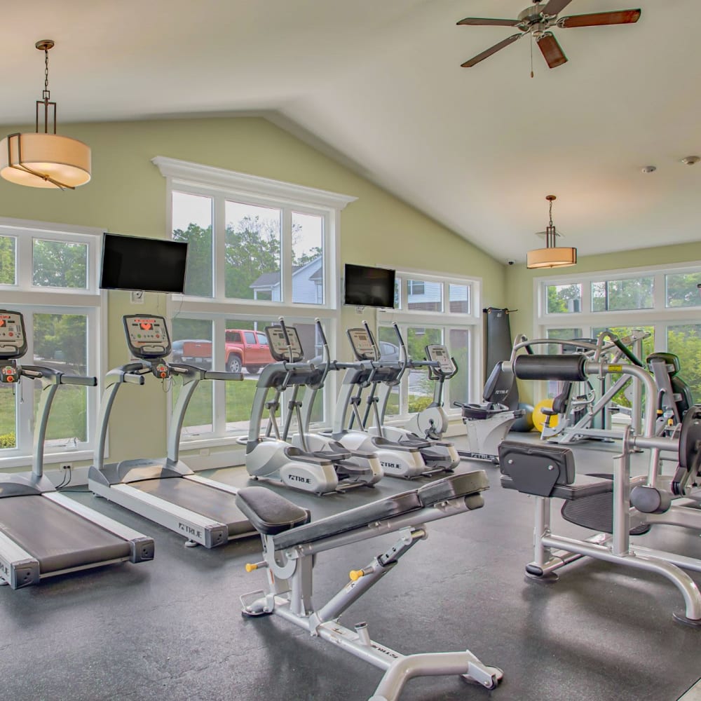 Well equipped fitness center at Highland Hills, Cumberland, Rhode Island