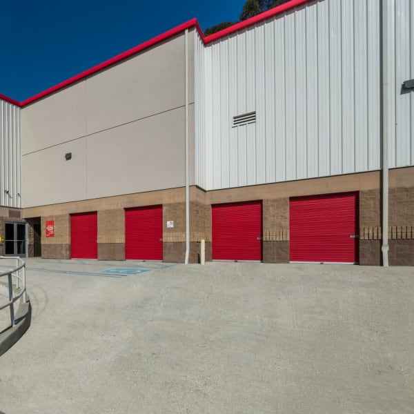 Outdoor drive-up storage units at StorQuest Self Storage in San Diego, California