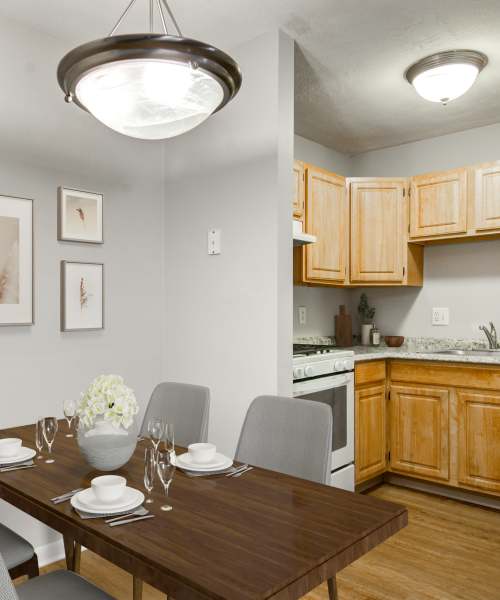 Dining area at Stony Brook Village in Hyde Park, Massachusetts