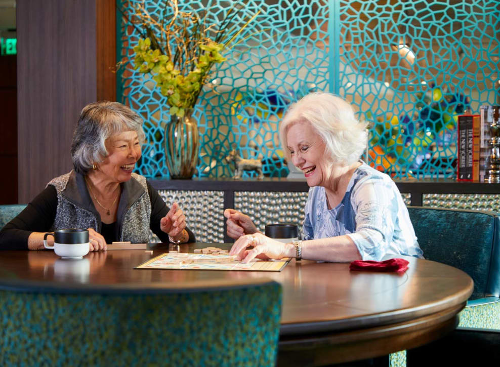 Residents out to lunch at restaurant at Murano in Seattle, Washington