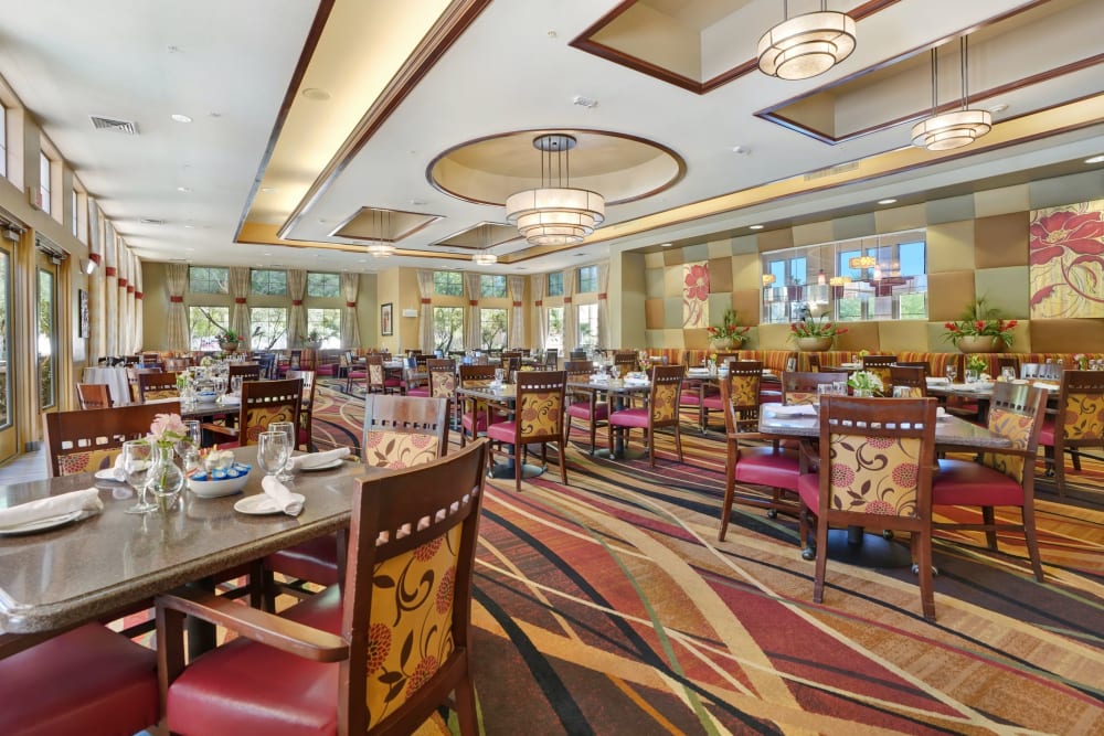 Elegant dining room at McDowell Village in Scottsdale, Arizona