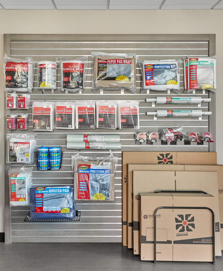 Packing supplies available at StorQuest Self Storage in Palm Beach Gardens, Florida