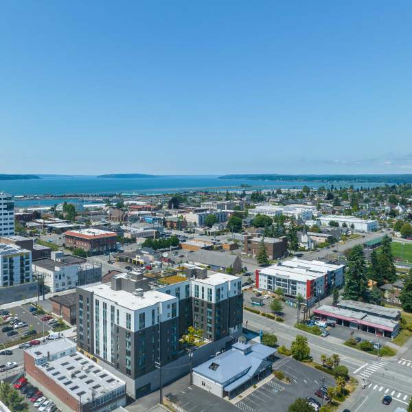 Aerial view of surroundings near Nimbus in Everett, Washington
