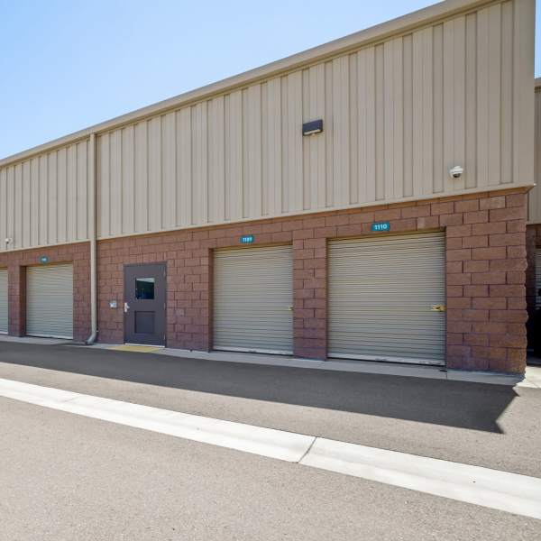Outdoor drive-up storage units at StorQuest Self Storage in Encinitas, California