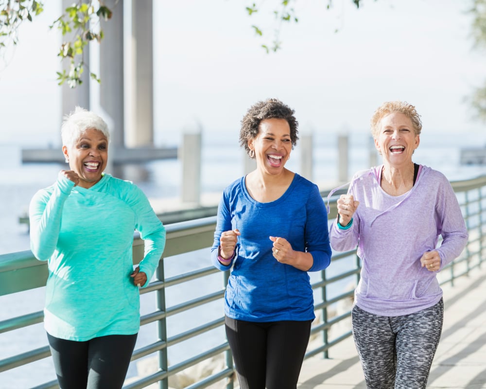 A group of residents jogging at Harmony at Greensboro in Greensboro, North Carolina