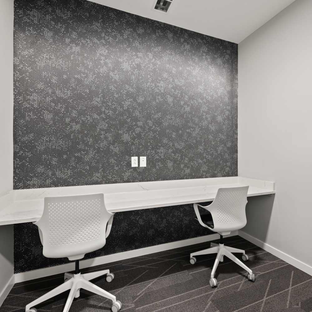 Co-work space in community clubhouse at Neo Vantage Point in Maryland Heights, Missouri