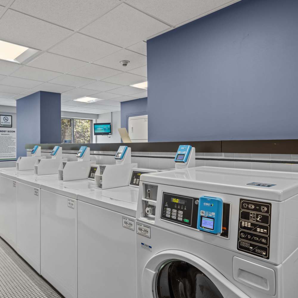 Bright and modern laundry room at The View at Forest Park in St. Louis, Missouri.