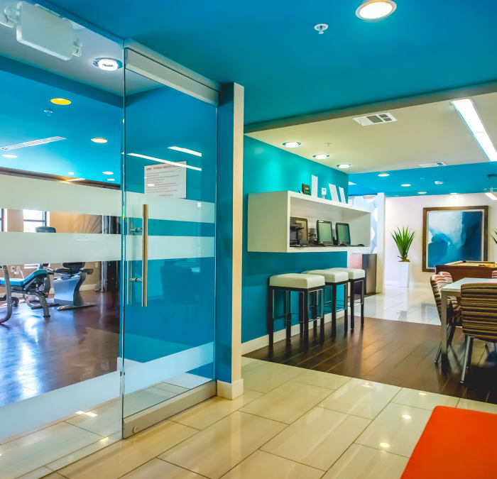 Fitness center in the luxurious resident clubhouse at IMT Park Encino in Encino, California