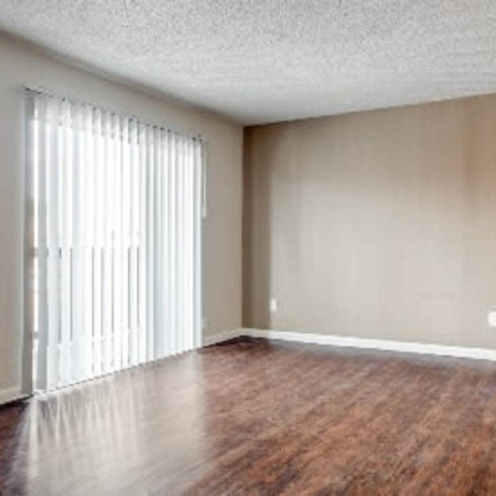 Spacious living room of an apartment at Creekstone in Dallas, Texas