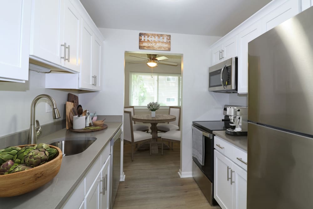 kitchen at Woodgate Apartments in Enfield, Connecticut