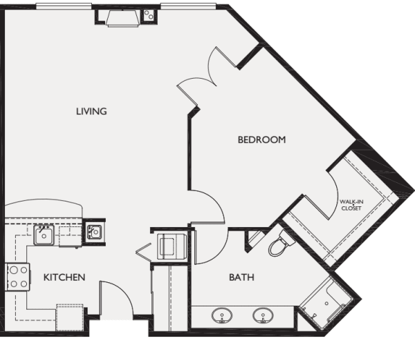 One Bedroom III floor plans at The Bellettini in Bellevue, Washington
