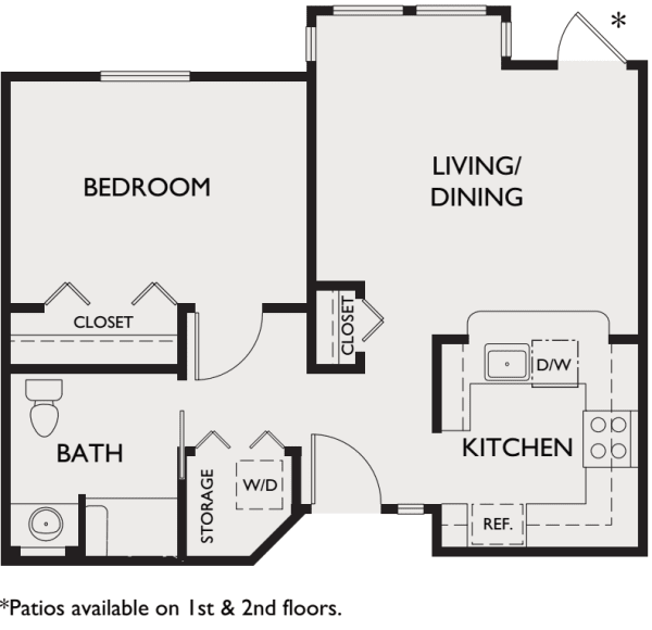 Independent Living one bedroom suite at Crystal Terrace of Klamath Falls in Klamath Falls, Oregon