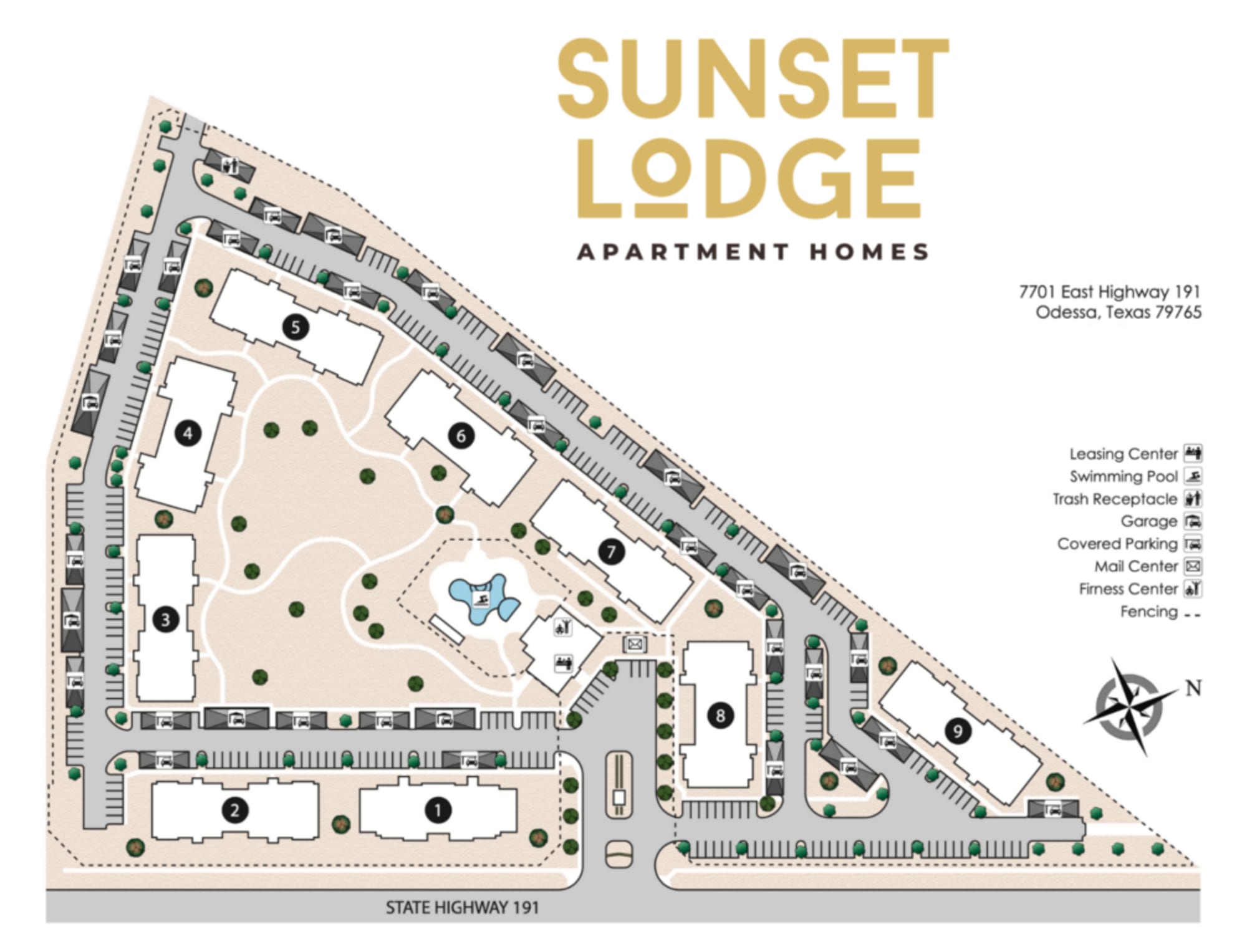 Sitemap at Sunset Lodge in Odessa, Texas