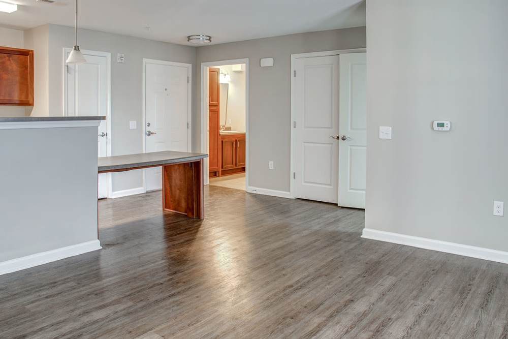 View of the kitchen from the living room at Brennan Pointe I in Newport News, Virginia