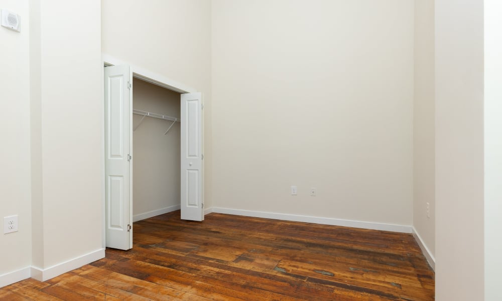 Walk-in closet of the bedroom at Lofts at Inman Mills in Inman, South Carolina